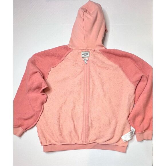 Guess Heavyweight Hooded Sweatshirt Hoodie Unisex Retails $118 Peach Colorblock - Picture 11 of 13